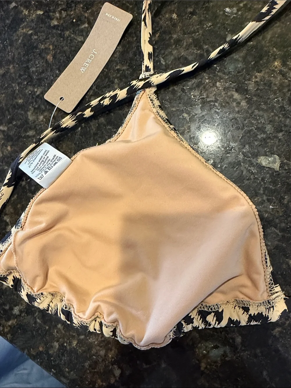 J. Crew Leopard Print Bikini Top in Beige and Black
